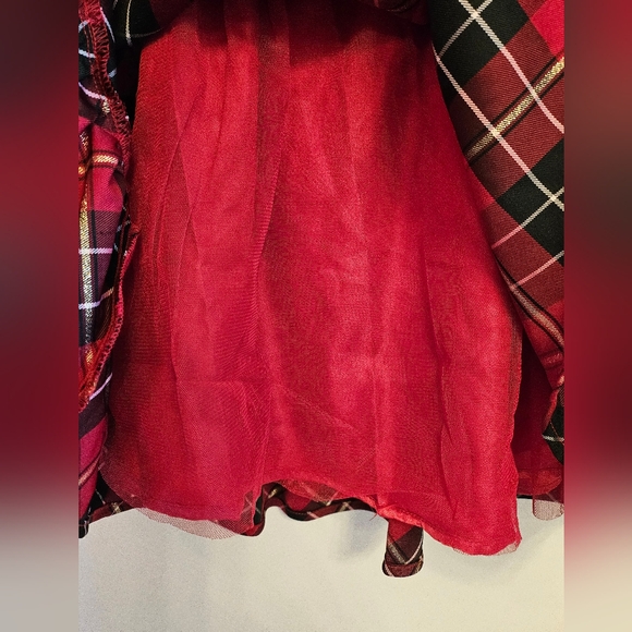 The children's place red plaid fit and flare bow christmas dress 8 - Picture 3 of 5